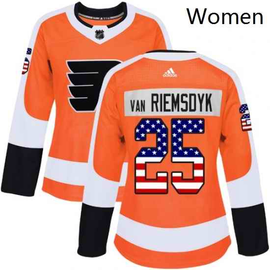 Womens Adidas Philadelphia Flyers 25 James Van Riemsdyk Authentic Orange USA Flag Fashion NHL Jersey